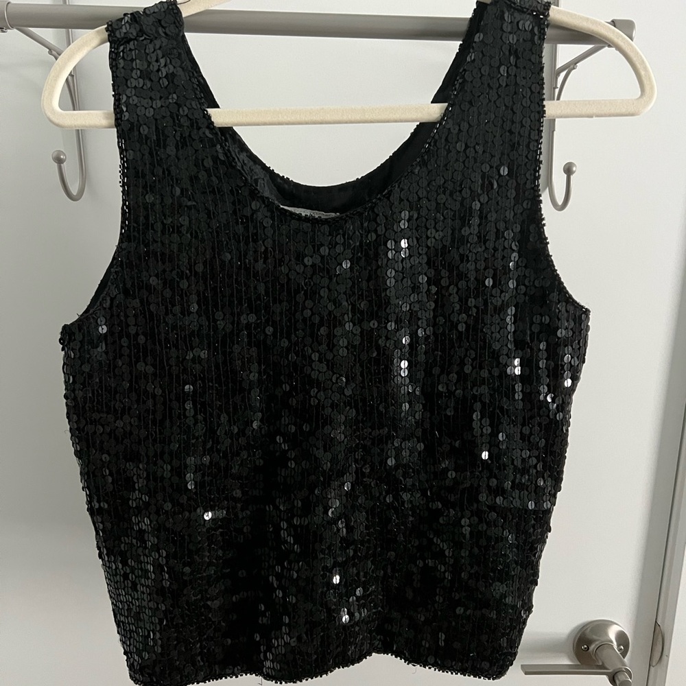 Black Sequined Tank Top
